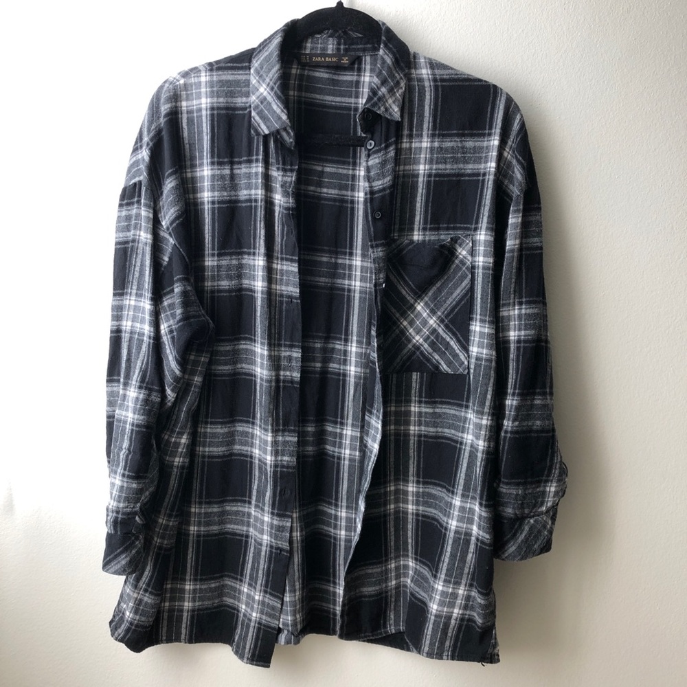 ZARA DARK GREY OVERSIZED FLANNEL